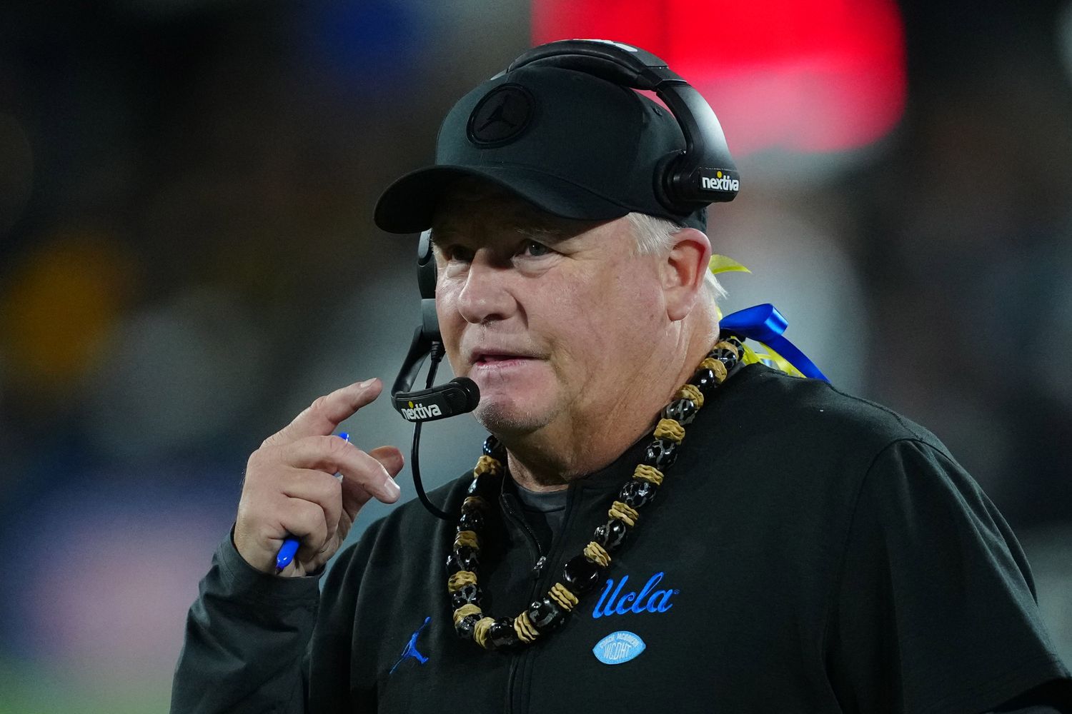 Nov 25, 2023; Pasadena, California, USA; UCLA Bruins head coach Chip Kelly watches from the sidelines in the fourth quarter against the California Golden Bears at Rose Bowl.